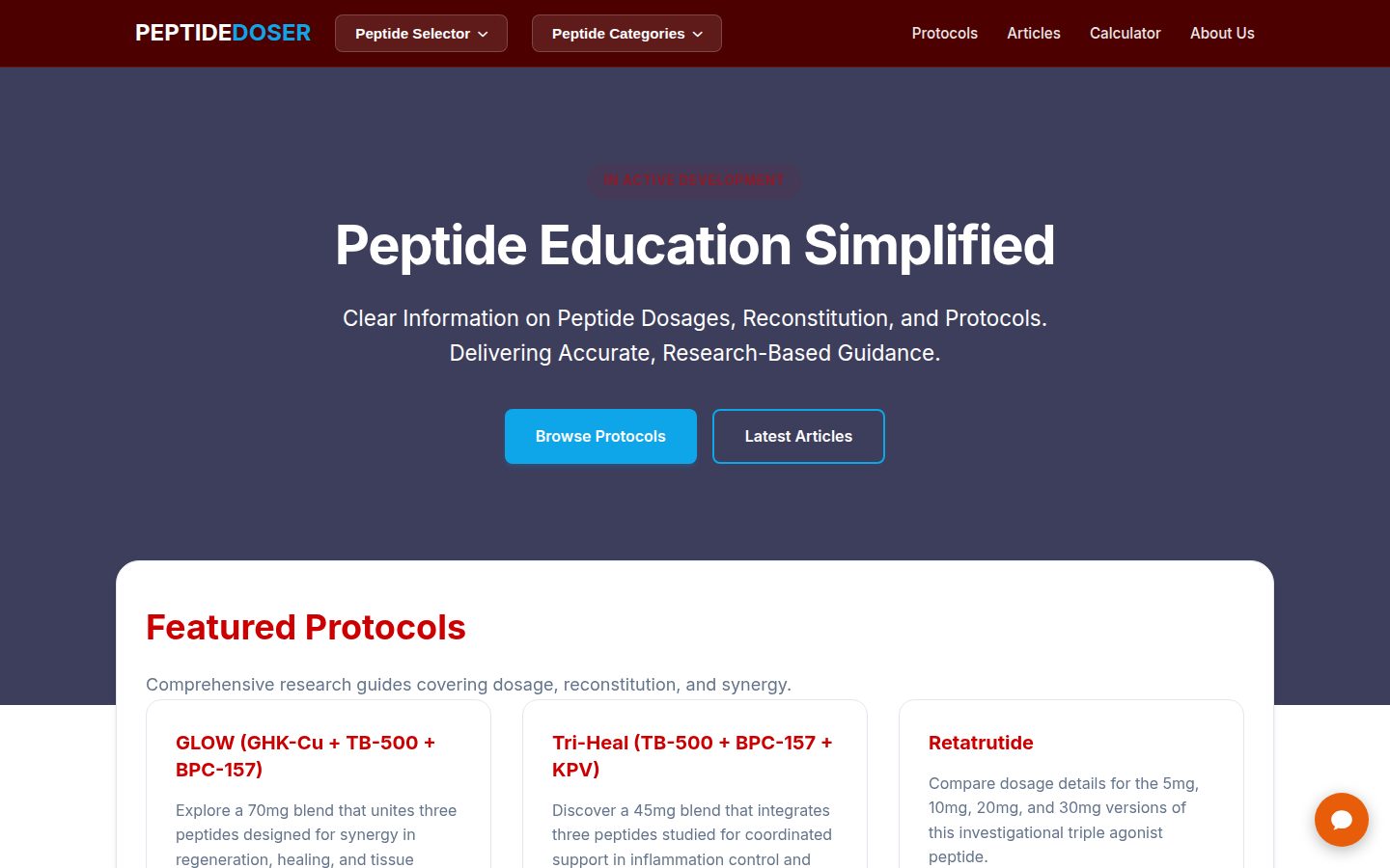 Screenshot of peptidedoser.com